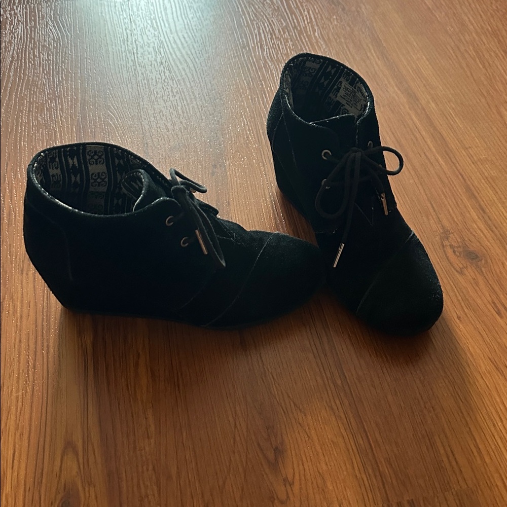 TOMS Black Suede Ankle Boots